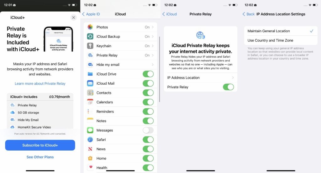 بررسی تنظیم Private Relay در iCloud آیفون