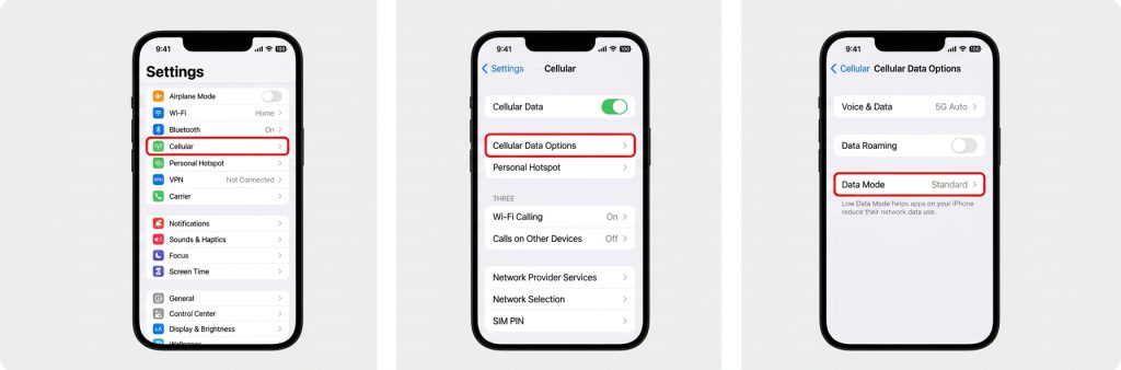 تنظیم Low Data Mode برای کاهش مصرف اینترنت در آیفون