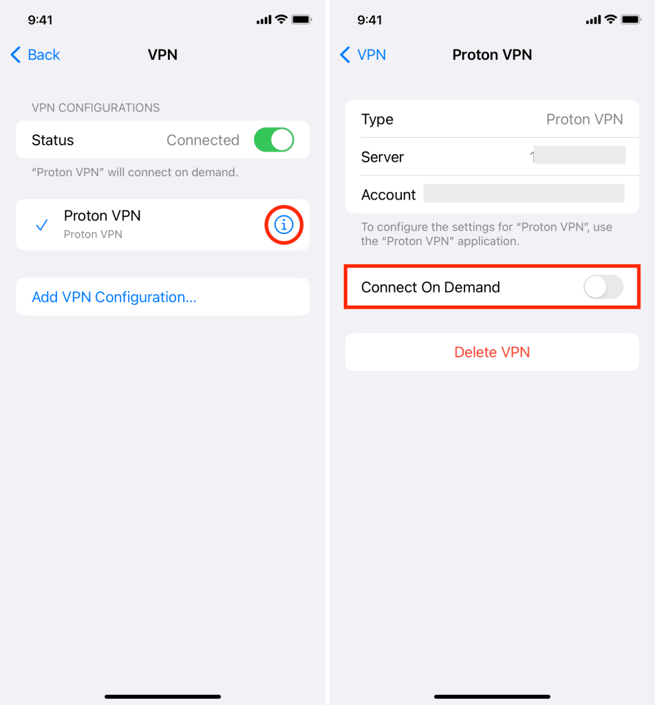 بررسی گزینه Connect On Demand هنگام کار نکردن اینترنت آیفون