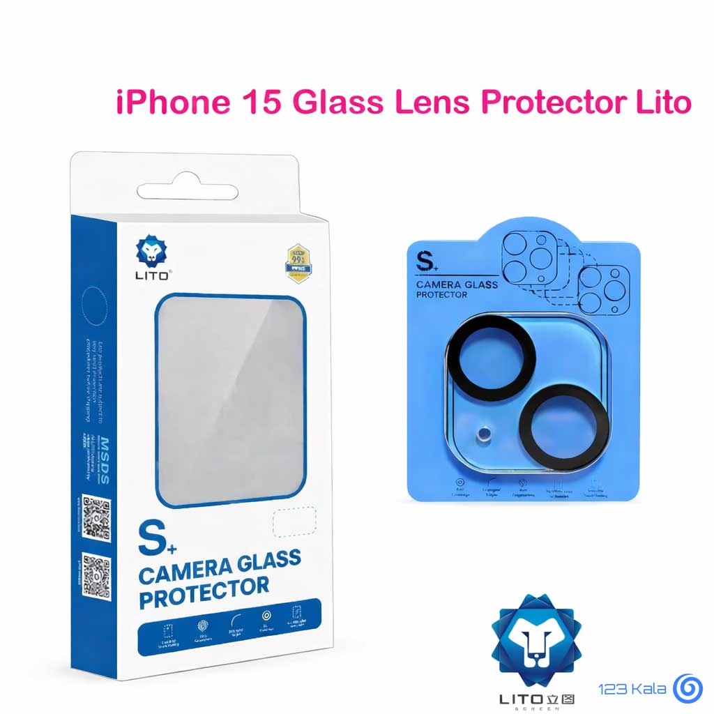 محافظ لنز دوربین شیشهای 3D برند Lito مناسب برای گوشی موبایل اپل iPhone 15